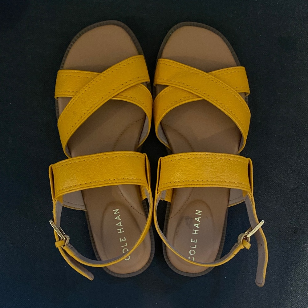 Cole Haan Camberly Mustard Yellow Strappy Sandals size 6 NEVER WORN NWOT